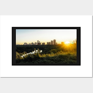 Sunset Views of Downtown Edmonton,Alberta Posters and Art